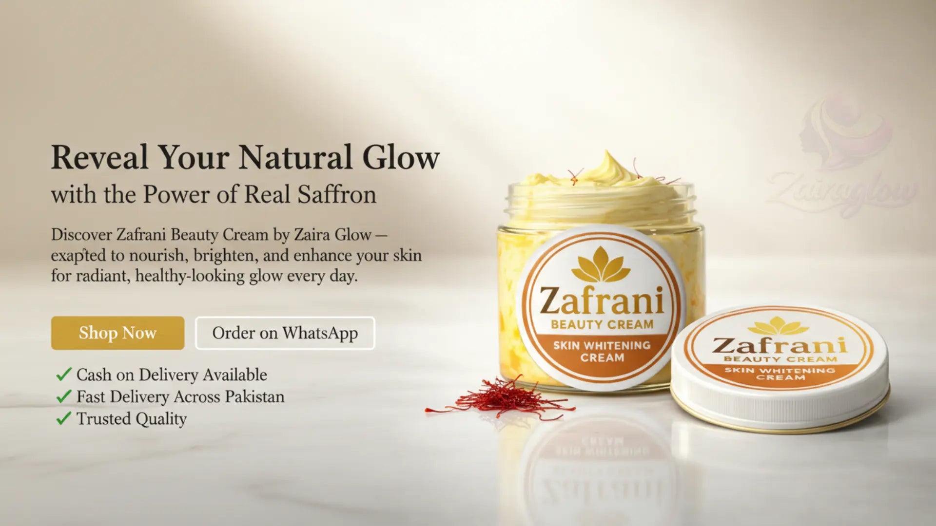 Zafrani Beauty Cream made with pure saffron for radiant glowing skin